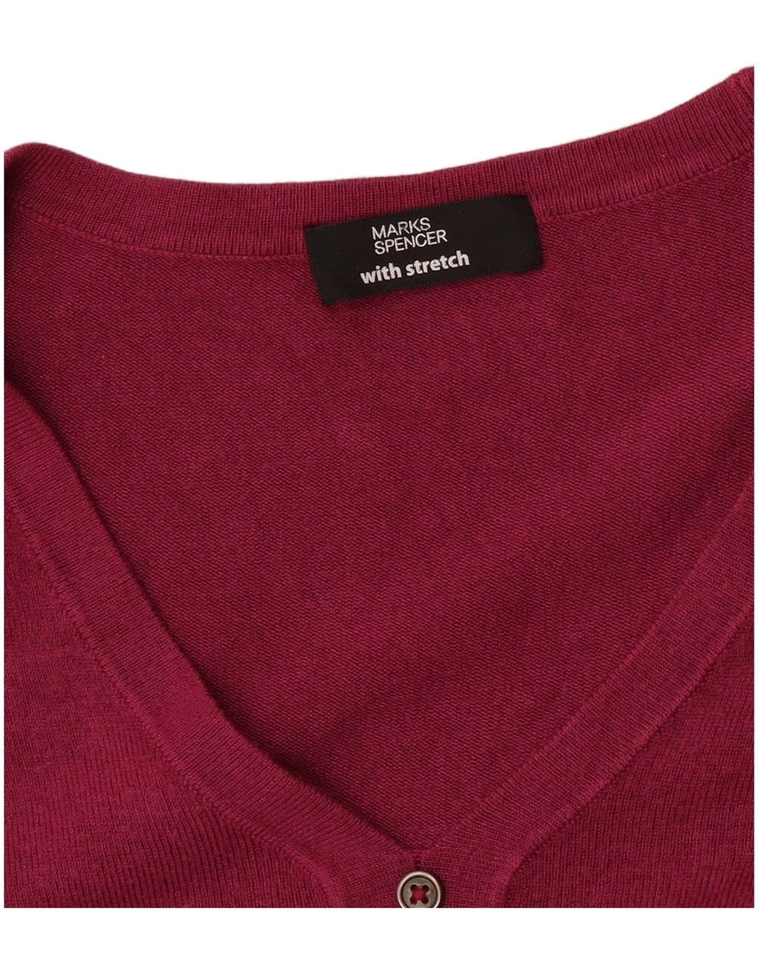 Marks & Spencer Pull col en V pour femme UK 14 Rose moyen