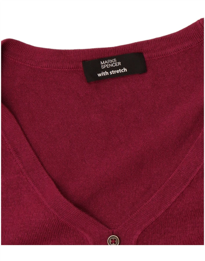 Marks & Spencer Pull col en V pour femme UK 14 Rose moyen