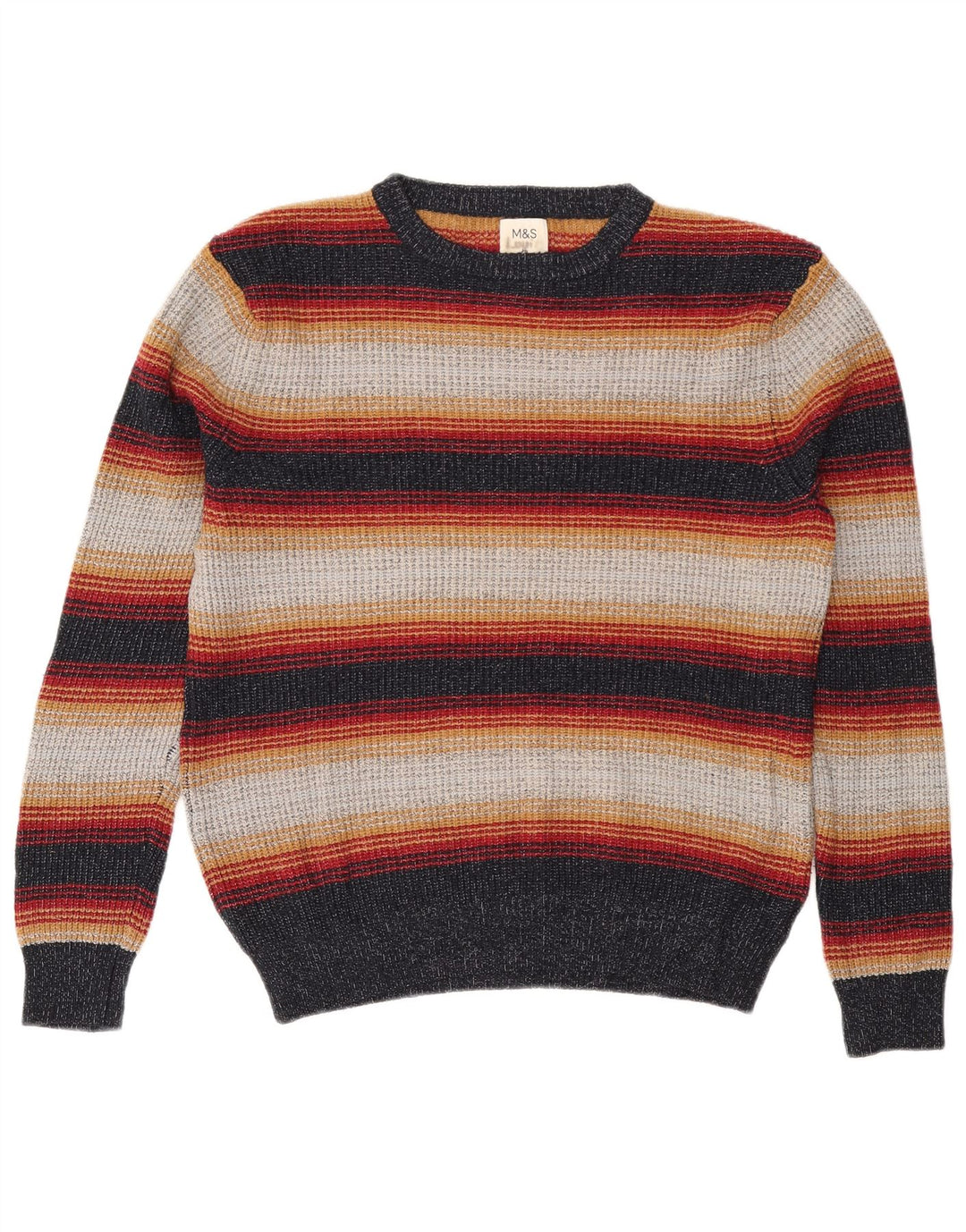 Marks & Spencer Pull Col Ras du Cou Homme Rayé Multicolore Moyen