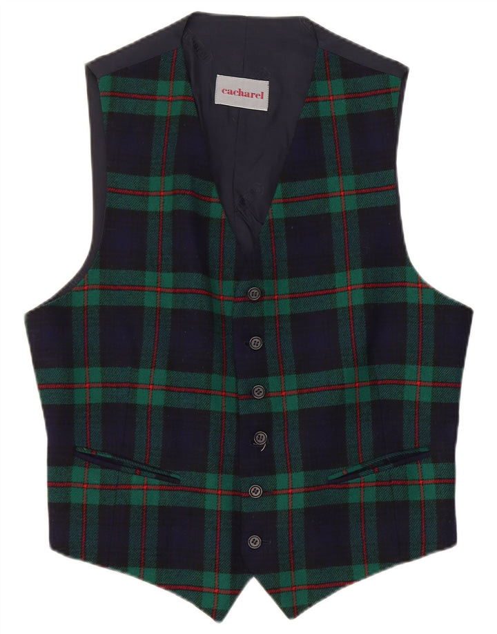 Cacharel Gilet Homme IT 50 Laine à Carreaux Bleu Marine Moyen