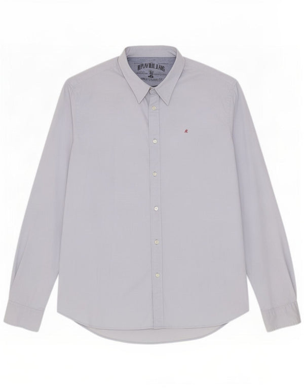 Replay Chemise Regular Fit Homme 2XL Bleu Coton