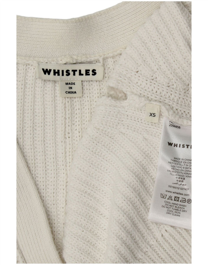 WHISTLES Cardigan court surdimensionné pour femme en coton blanc UK 6 XS
