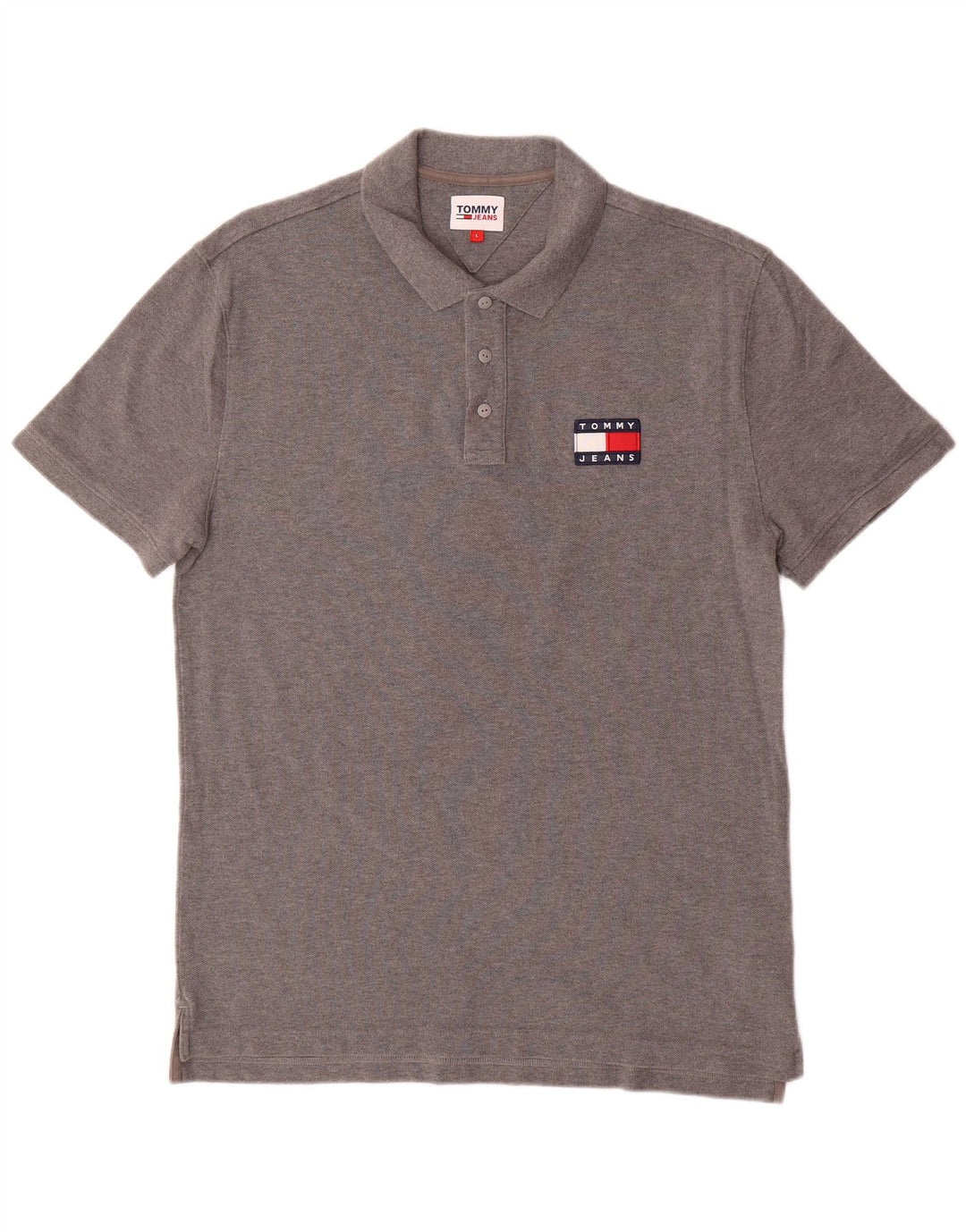 TOMMY HILFIGER Mens Polo Shirt Large Grey Cotton