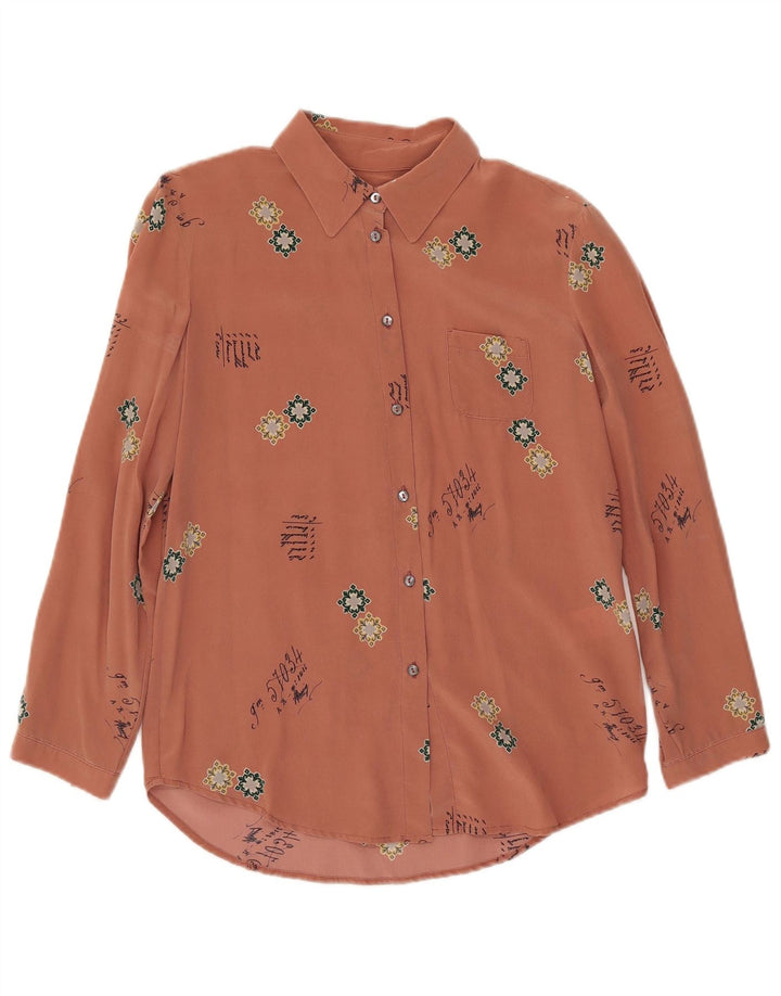 Attic And Barn Chemisier à motif abstrait pour femme EU 40 en soie rose moyen