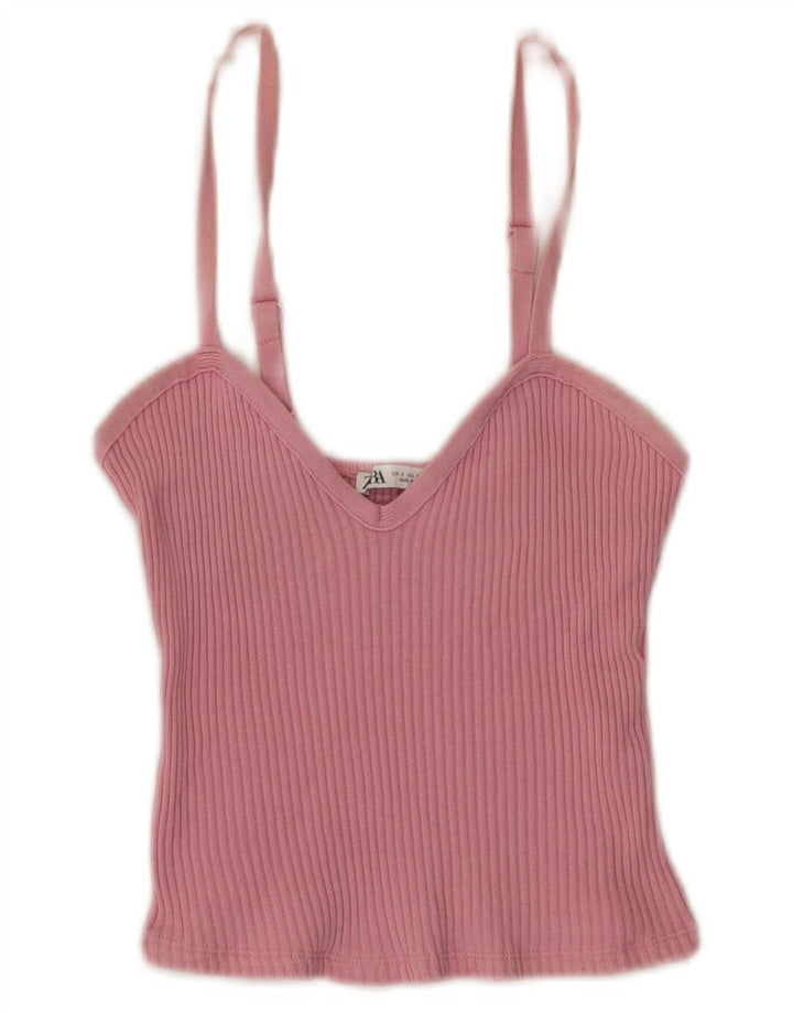 Zara Womens Crop Cami Top UK 8 Petit Rose