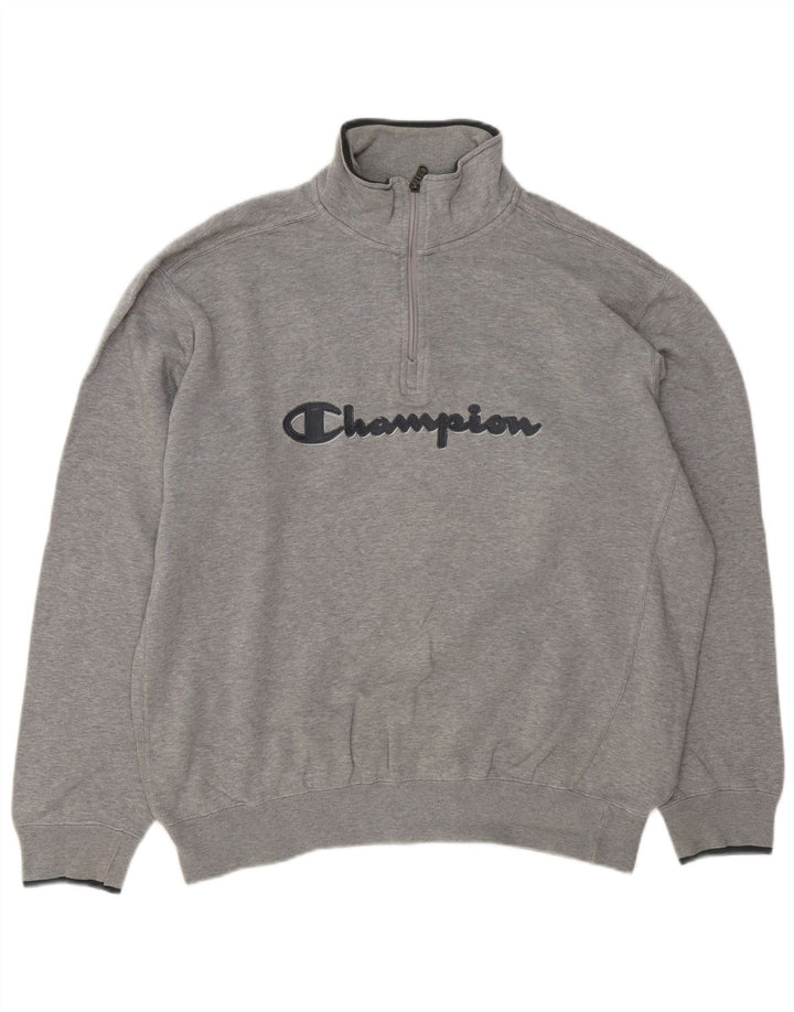 CHAMPION Sweat-shirt graphique à col zippé pour homme XL Gris Coton