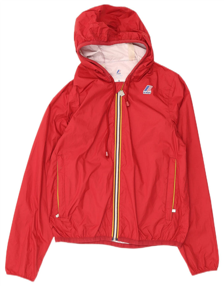 K-Way Veste de pluie à capuche pour homme UK 10 Small Rouge Polyamide