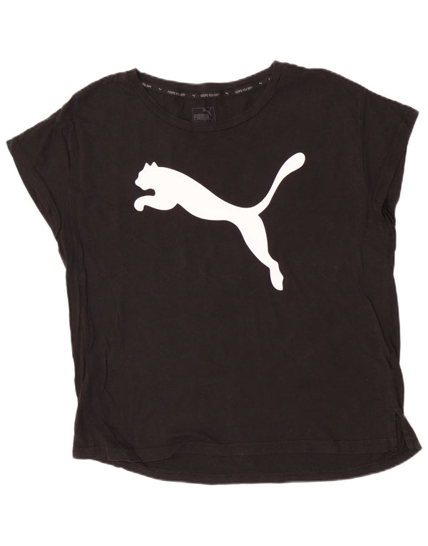 Puma T-shirt graphique à manches courtes pour femme UK 12 Noir moyen