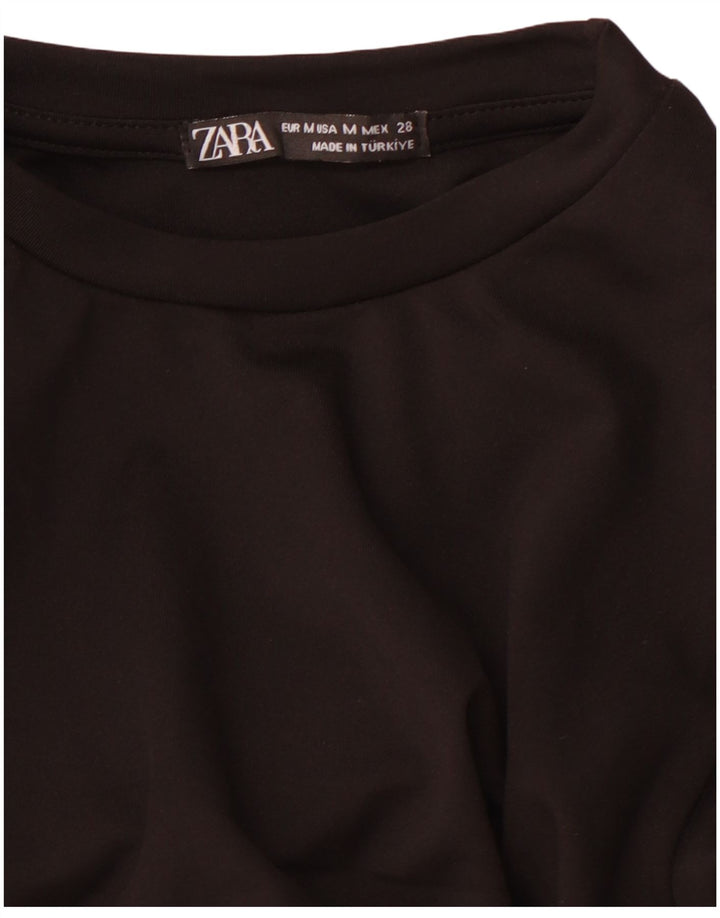 ZARA Robe longue à manches longues pour femme UK 12 Noir moyen
