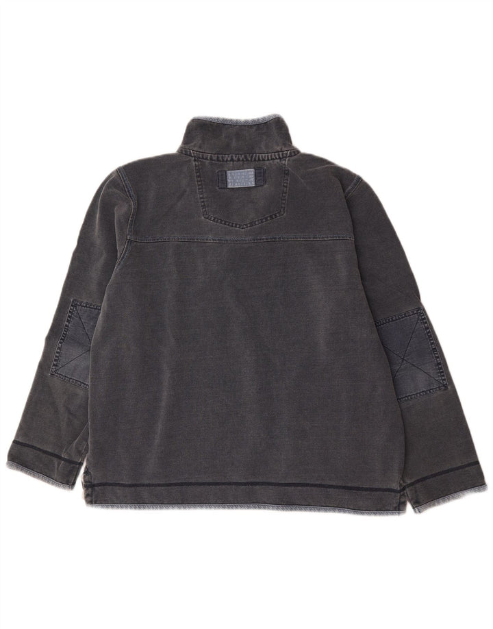 Fat Face Sweat-shirt à col zippé pour homme en coton gris Taille L