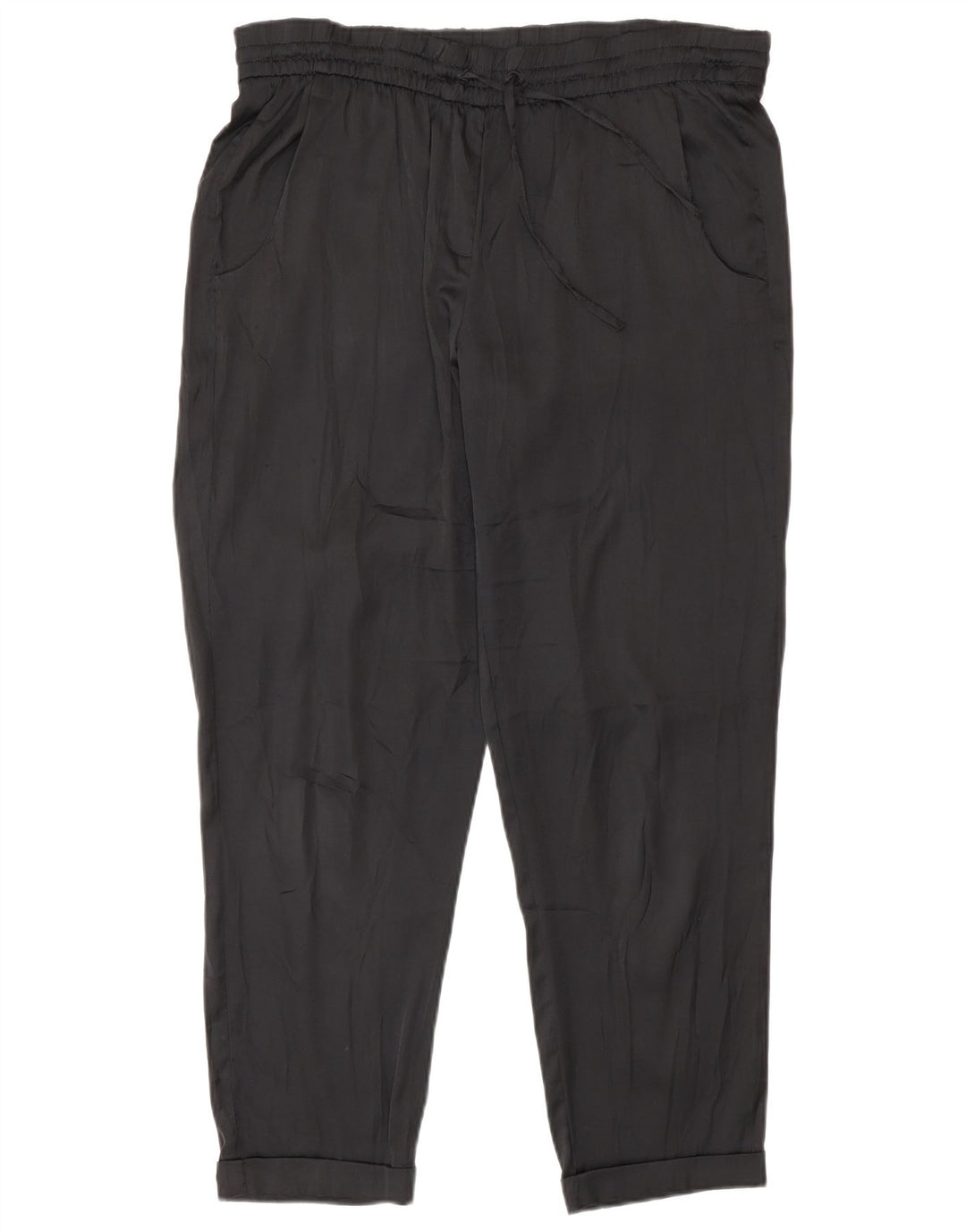 Benetton Pantalon décontracté Regular Femme Moyen W30 L27 Noir Polyester