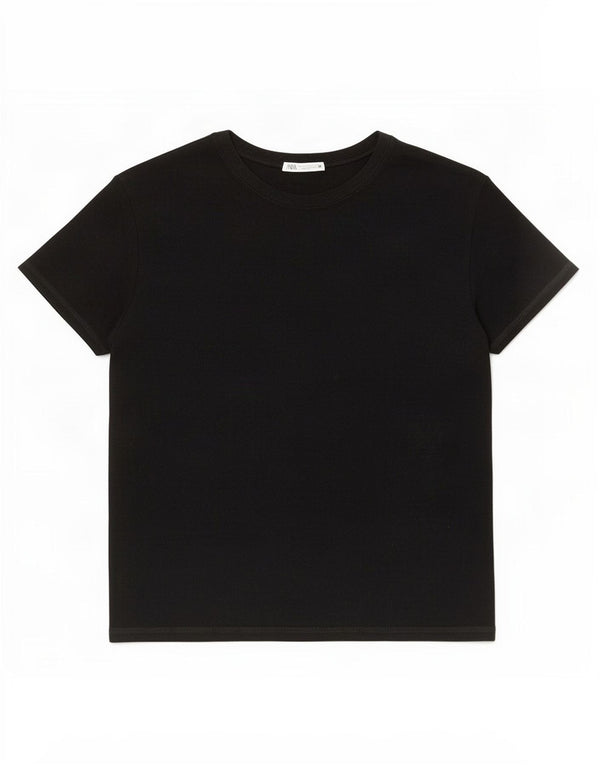 Zara T-Shirt Femme Top UK 16 Large Noir