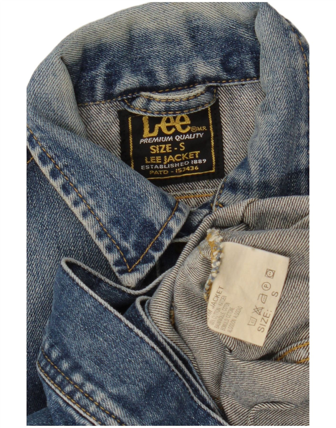 Lee Veste en jean courte pour femme UK 10 Petit coton bleu