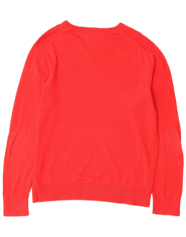 Tommy Hilfiger Pull Col V Homme Rouge Moyen Coton