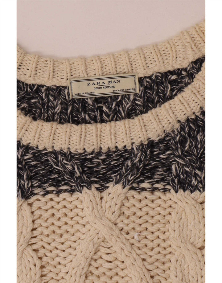 Zara Pull Col Bateau Homme Beige Moyen Rayé