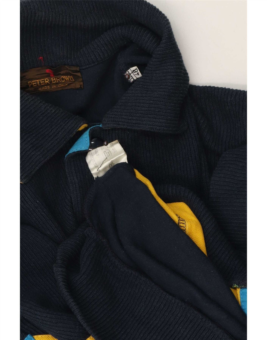 Peter Brown Pull Cardigan Homme IT 48 Bleu Marine Moyen Colorblock Coton