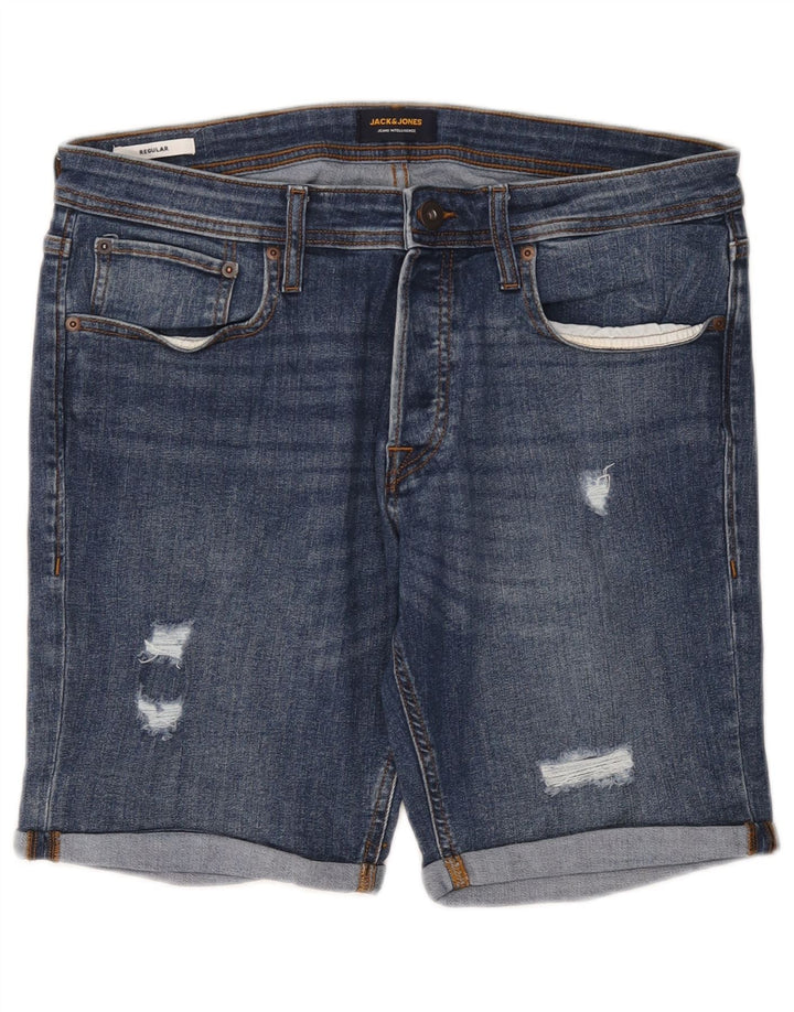 Jack & Jones Short en denim usé régulier pour hommes, grand W36, coton bleu