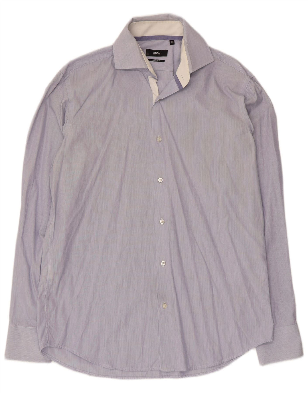 Hugo Boss Chemise coupe régulière pour homme Taille 39 15 1/2 Bleu moyen à fines rayures