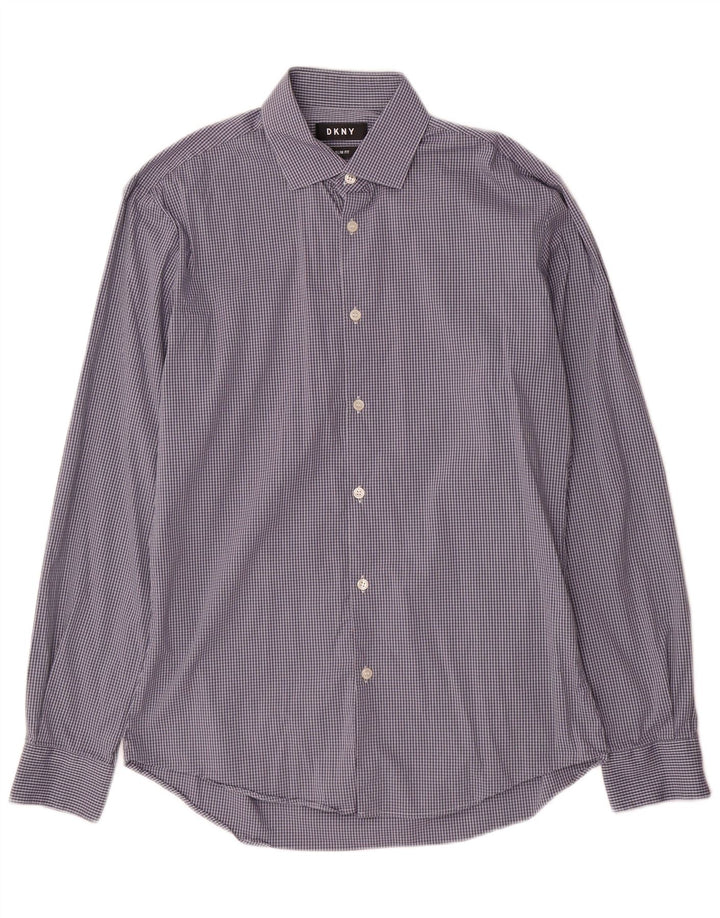 Dkny Chemise Slim Fit Homme Taille 39 15/5 Coton à Carreaux Bleu Moyen