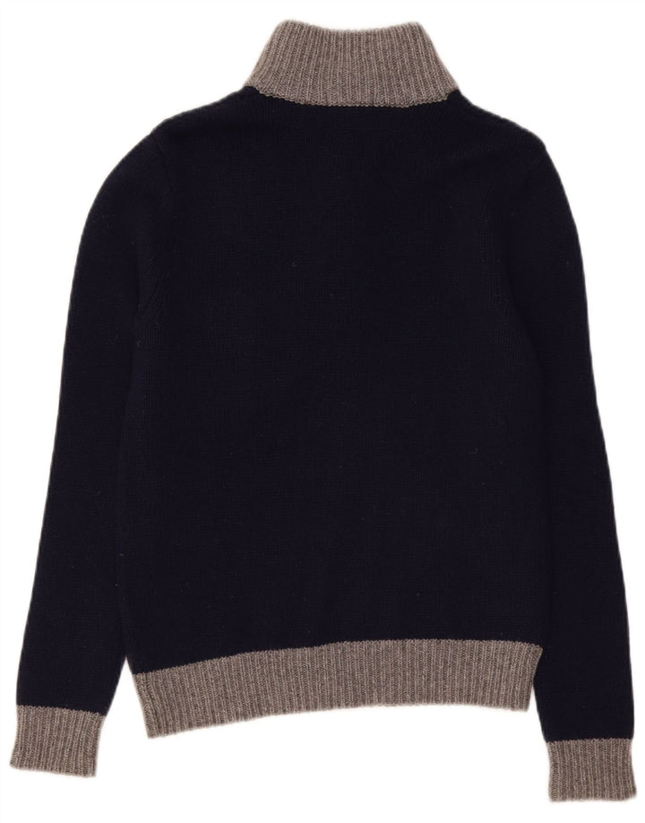 Sun68 Pull coupe classique à col boutonné pour homme en laine bleu marine