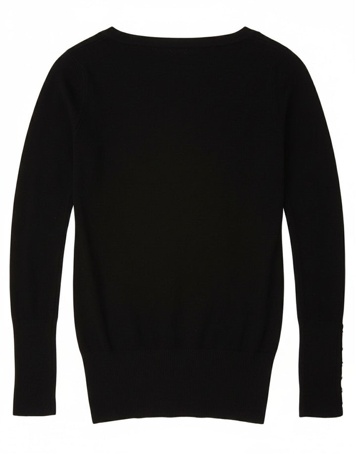 Zara Womens Cardigan Sweater UK 10 Petite Rayonne Noire