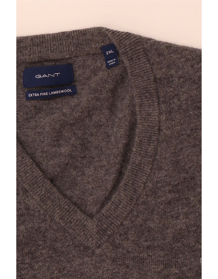 GANT Pull col V homme 2XL gris laine d'agneau