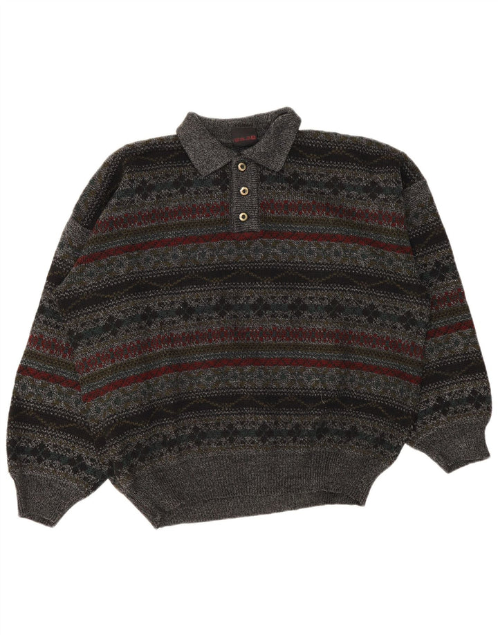 Polo Homme Vintage XL Gris Fair Isle