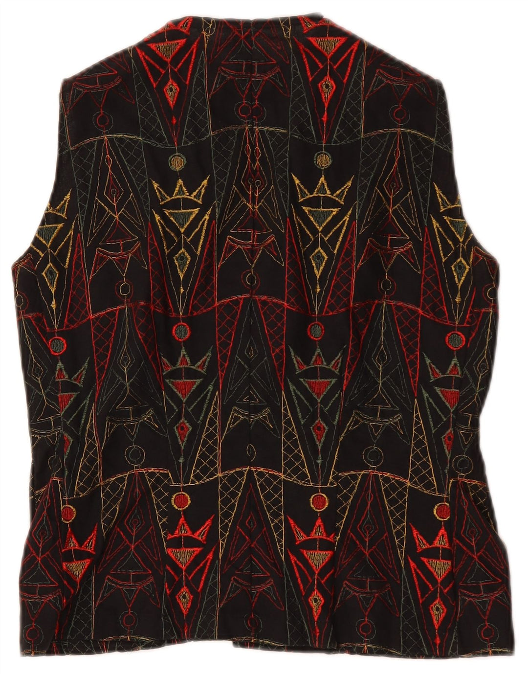 gilet femme vintage UK 12 Moyen Noir Géométrique