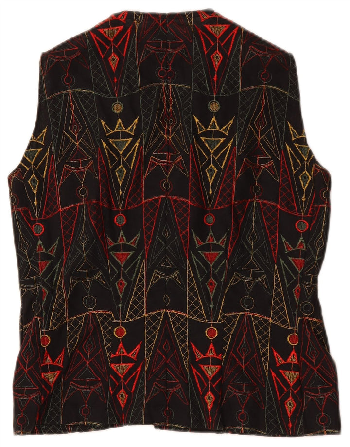 gilet femme vintage UK 12 Moyen Noir Géométrique