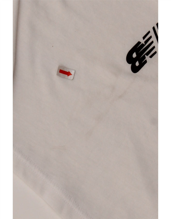 NEW BALANCE T-shirt court graphique pour femme UK 10 petit coton blanc