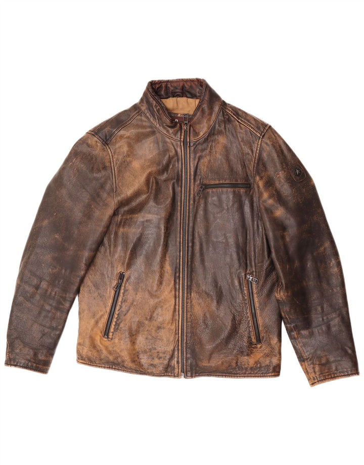 Milestone Veste en cuir pour homme UK 40 Large peau d'agneau marron