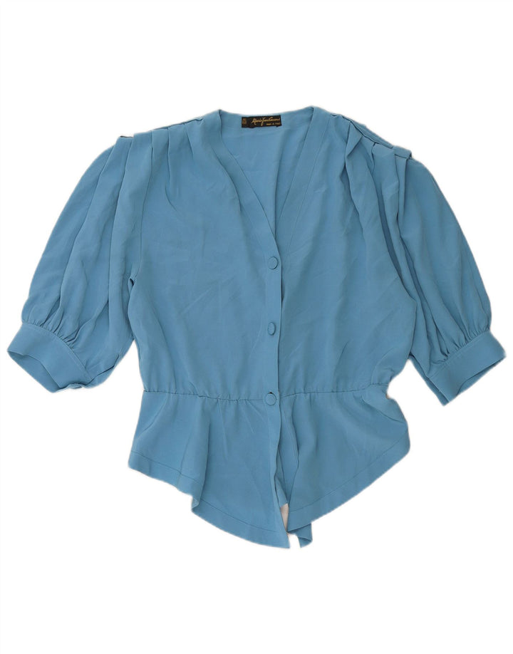 MARIO PUCCI CECCONI Chemisier à manches courtes pour femme IT 42 Bleu moyen