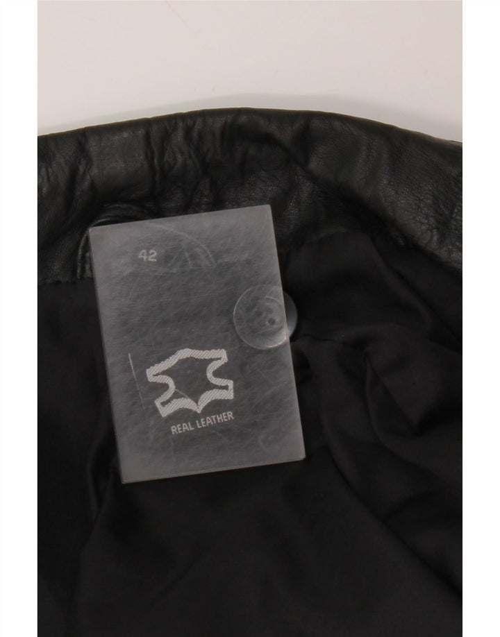 VINTAGE Manteau en cuir homme UK 42 XL Cuir noir