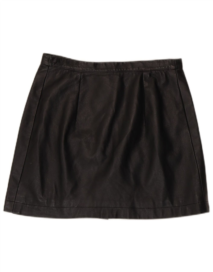 vintage Femme Mini Jupe En Cuir W30 Moyen Noir
