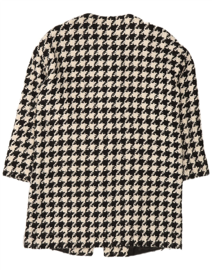 Benetton Pardessus surdimensionné pour femme UK 10 Petit pied-de-poule noir en acrylique