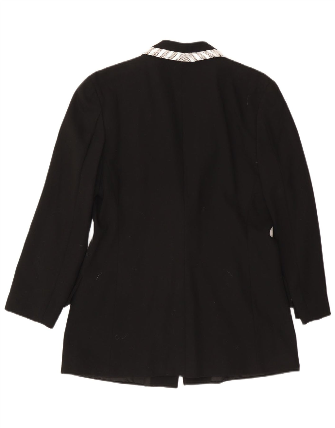 VINTAGE Femme 1 Bouton Blazer Veste UK 14 Grande Laine Noire