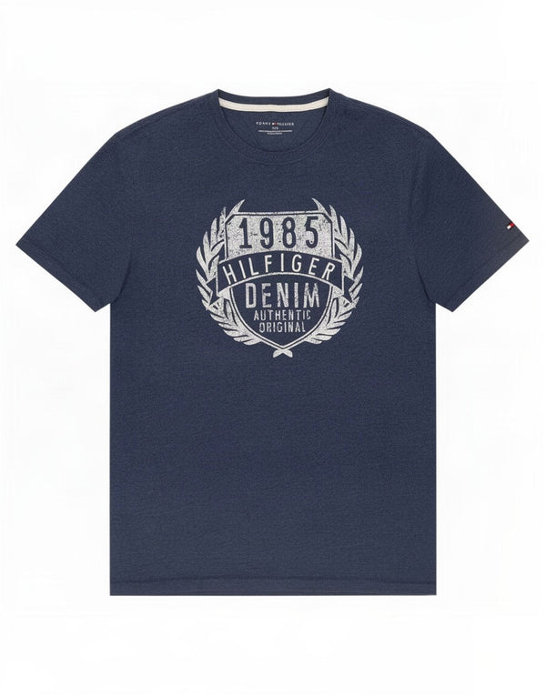 Tommy Hilfiger T-shirt graphique pour hommes, grand, bleu marine, coton