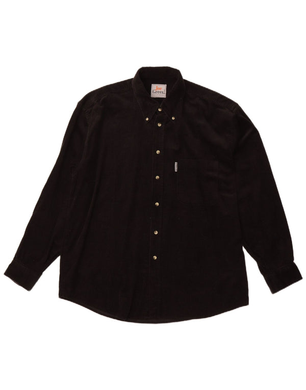 VINTAGE Chemise en velours côtelé pour homme 2XL Coton noir