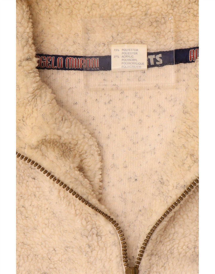 Angelo Muroni Pull Polaire Col Zippé Homme XL Beige Moucheté Polyester