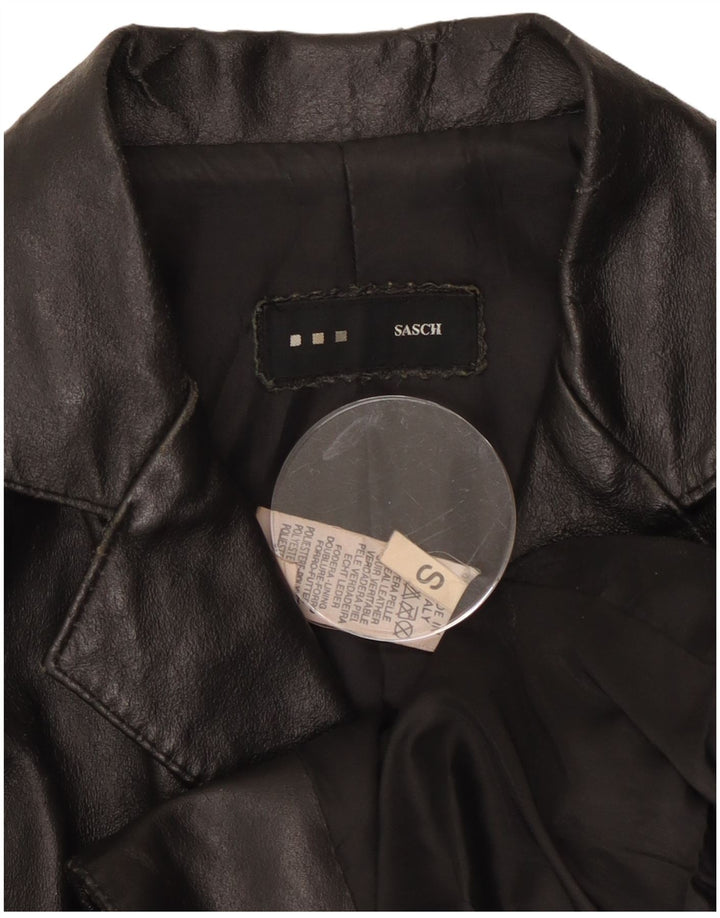 Sasch Veste blazer en cuir à 2 boutons pour femme UK 10 Petit cuir noir
