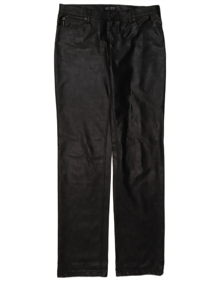 Armani Pantalon en cuir pour femme W30 L35 Noir