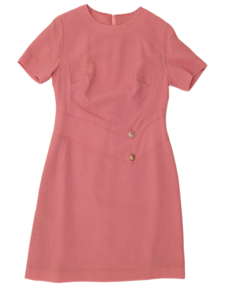 VINTAGE Robe fourreau femme UK 12 Rose moyen