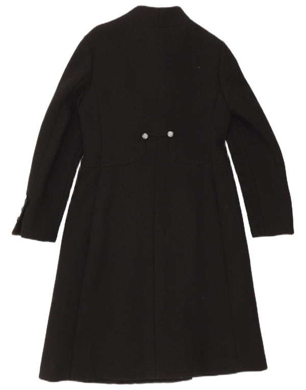 vintage Femmes Pardessus UK 10 Petit Noir