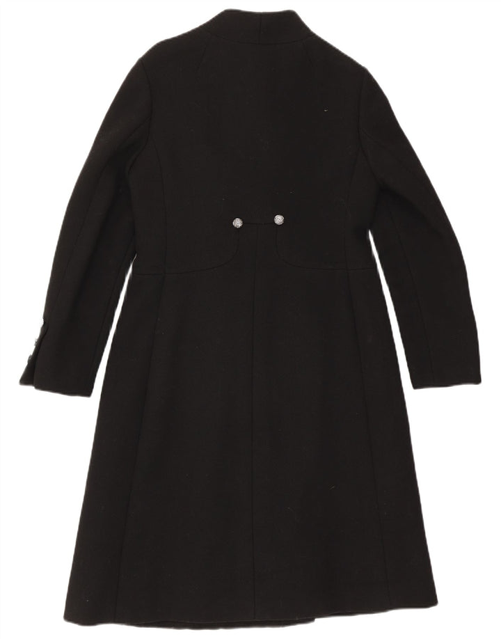 vintage Femmes Pardessus UK 10 Petit Noir