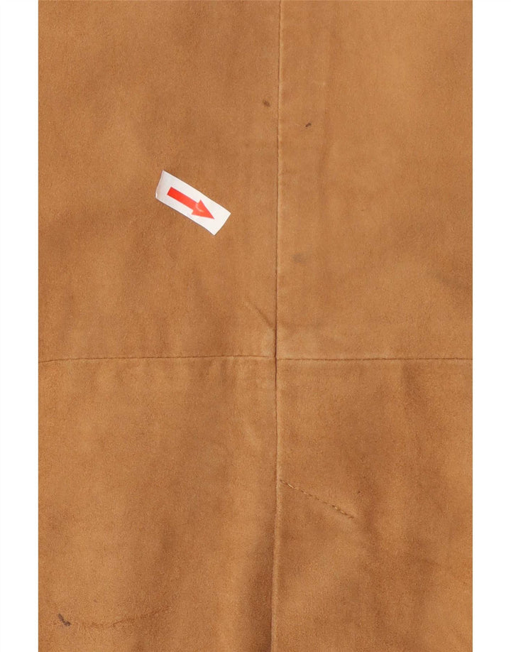vintage Femme 3 Boutons Blazer En Daim Veste UK 14 Cuir Beige Moyen