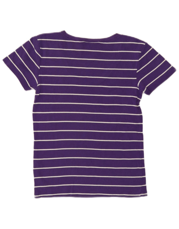 RALPH LAUREN T-Shirt Femme Top UK 14 Grand Coton Rayé Violet
