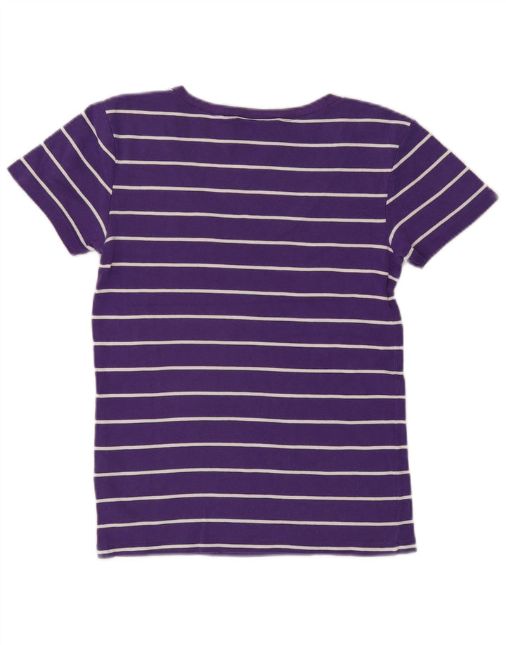 RALPH LAUREN T-Shirt Femme Top UK 14 Grand Coton Rayé Violet