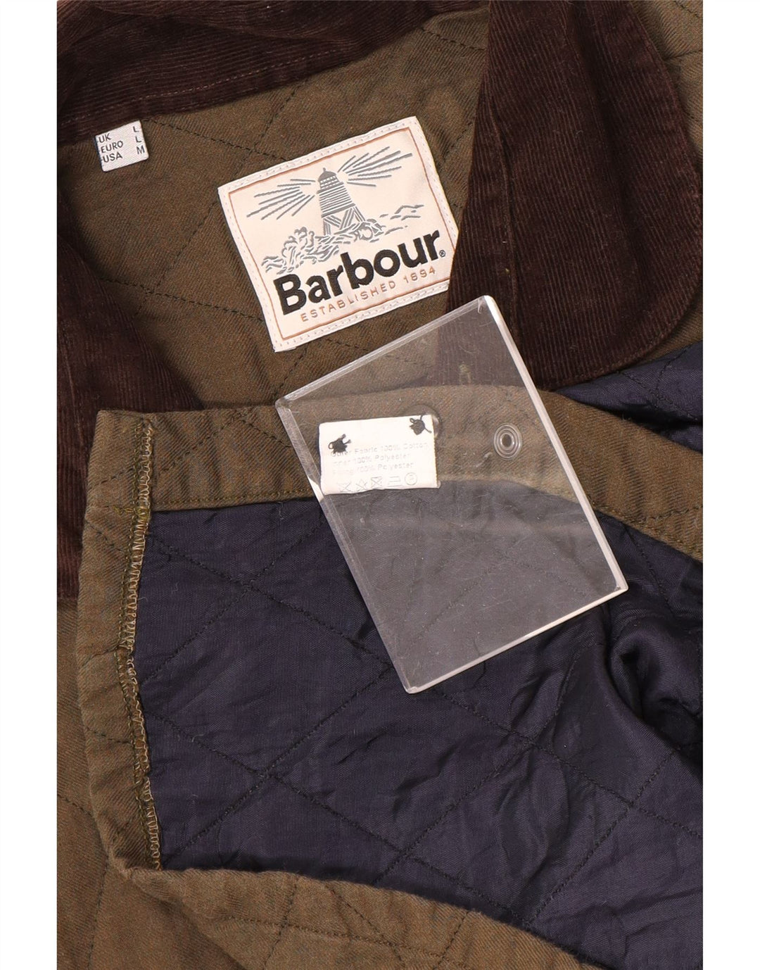 Barbour Veste matelassée pour homme UK 40 Grand coton kaki