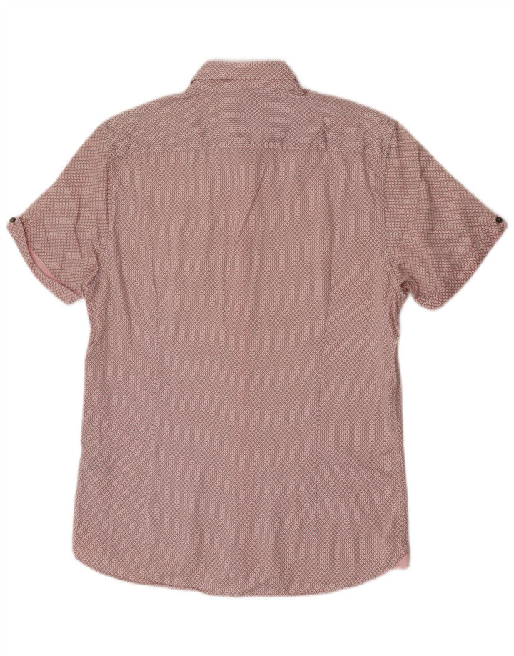 Ted Baker Chemise à manches courtes pour homme Taille 3 Coton rose moyen Argyle/Diamond