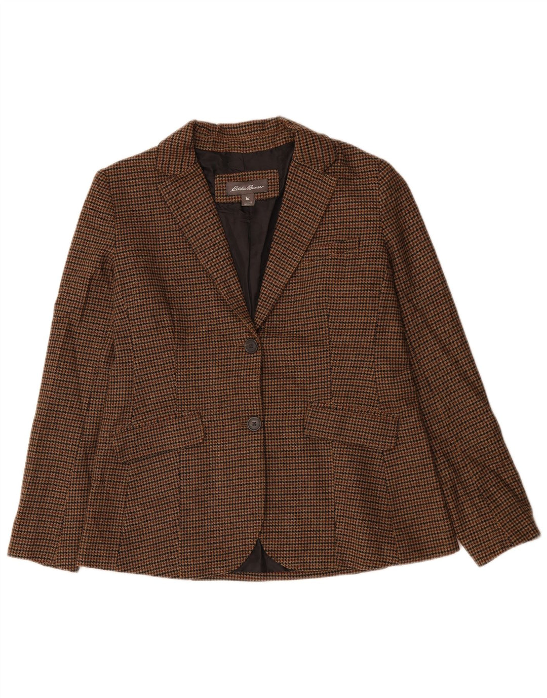 EDDIE BAUER Veste blazer à 2 boutons pour femme US 12 Grand pied-de-poule marron